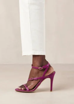 Alyssa - Sandalias Moradas De Piel