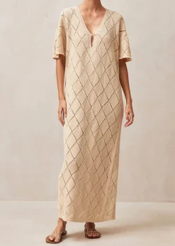 Aries Vestido Midi De Punto Ecru