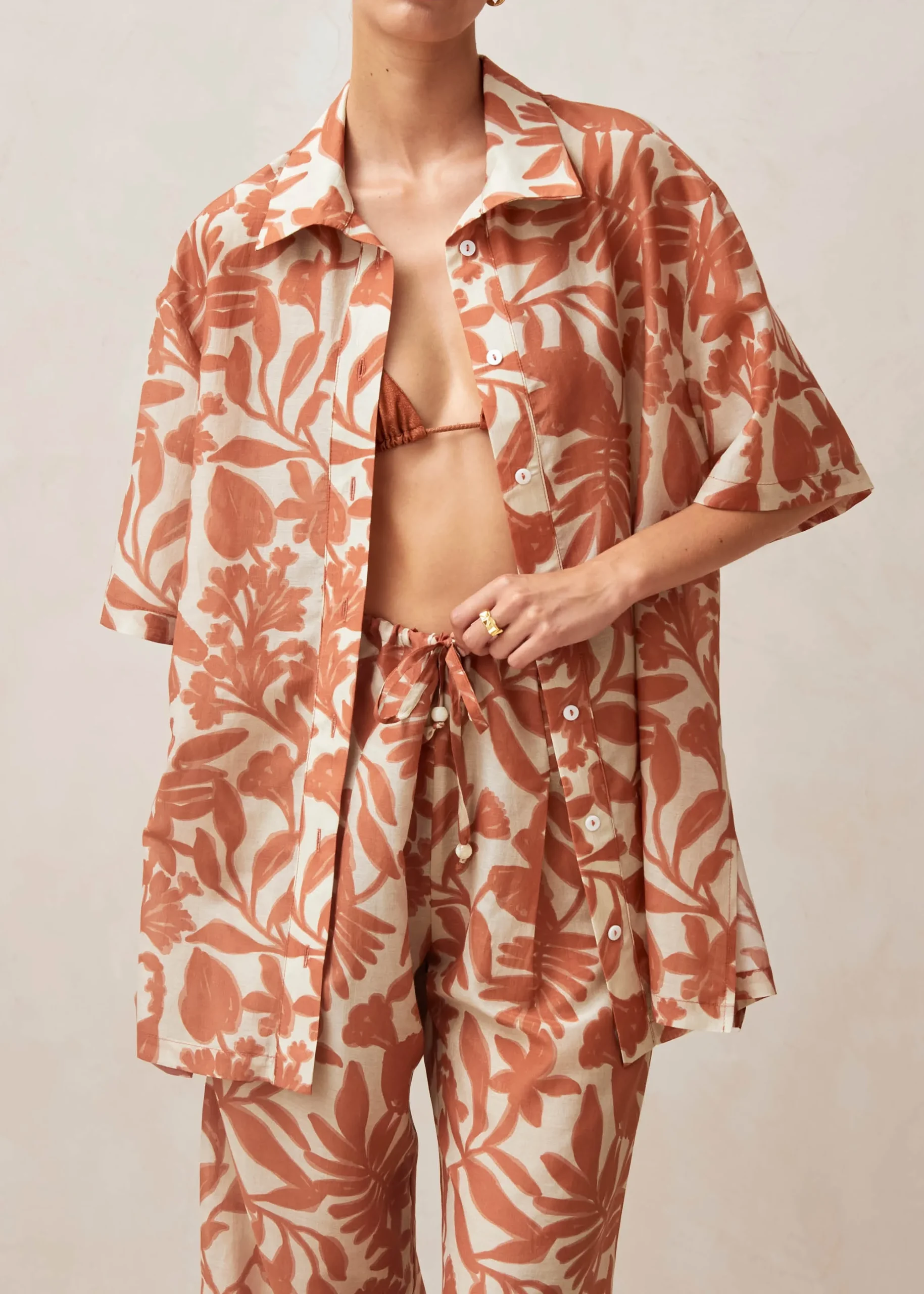 Belize Camisa Floral Naranja