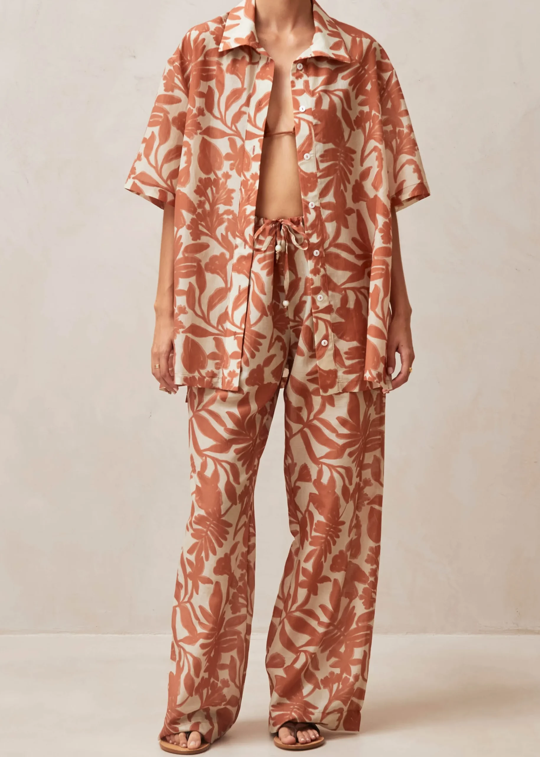 Belize Camisa Floral Naranja