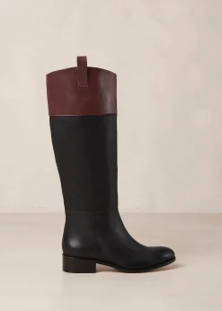 Billie Botas De Cuero Bicolor Negro Y Burdeos
