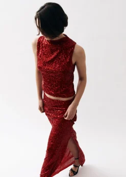 Carla - Top De Lentejuelas Rojo