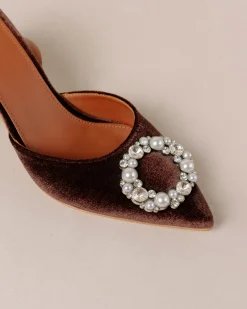 Cinderella Crystal - Zapatos De Salón Marrones De Terciopelo