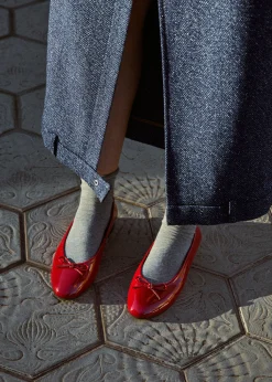 Edie Bailarinas De Cuero Rojo