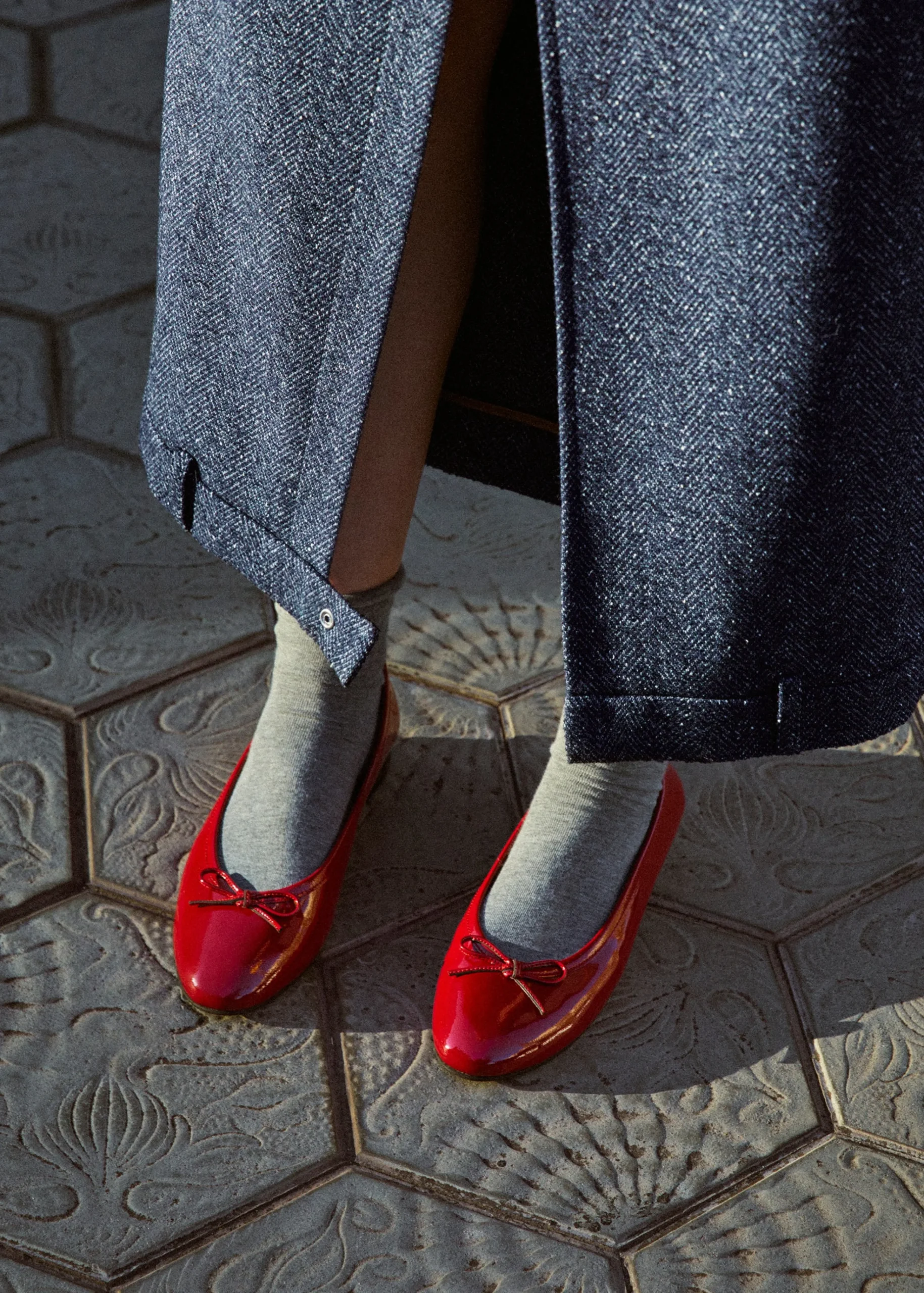 Edie Bailarinas De Cuero Rojo
