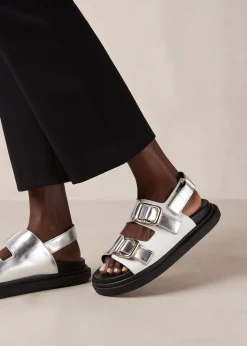 Harper - Sandalias Plateadas Y Blancas De Piel