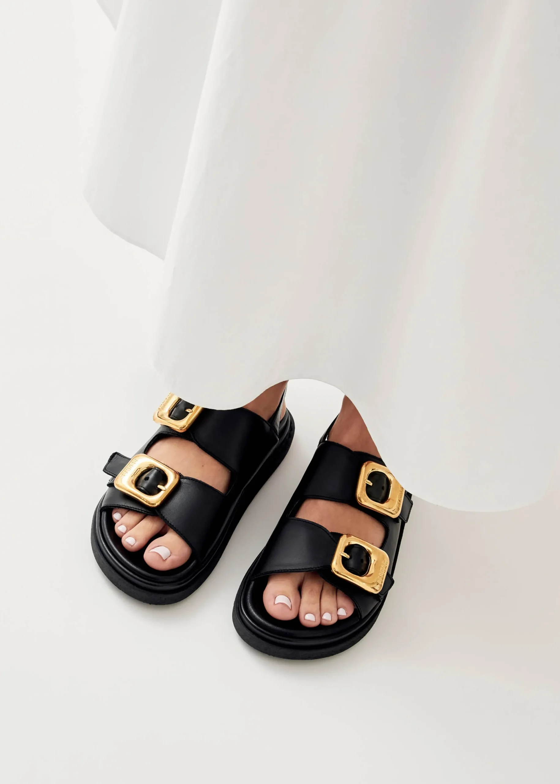 Harper Sandalias De Cuero Gris Suave