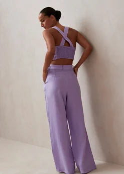Kaede - Pantalones Morados De Lino