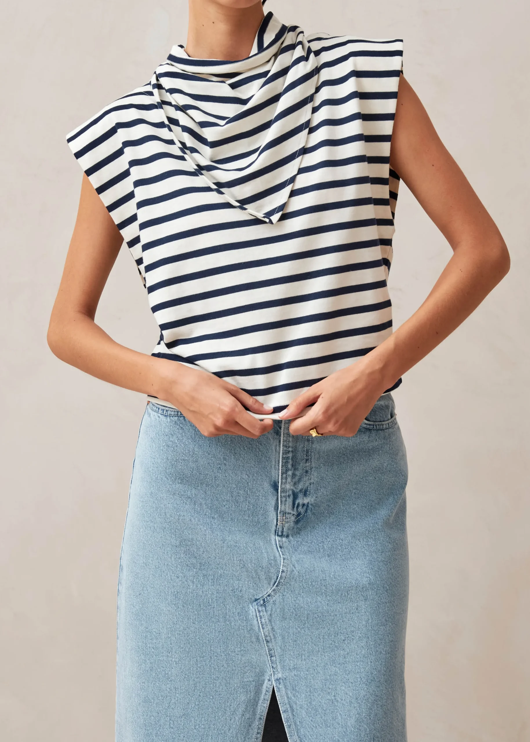 Laurent Camiseta A Rayas Azul Marino Y Crema
