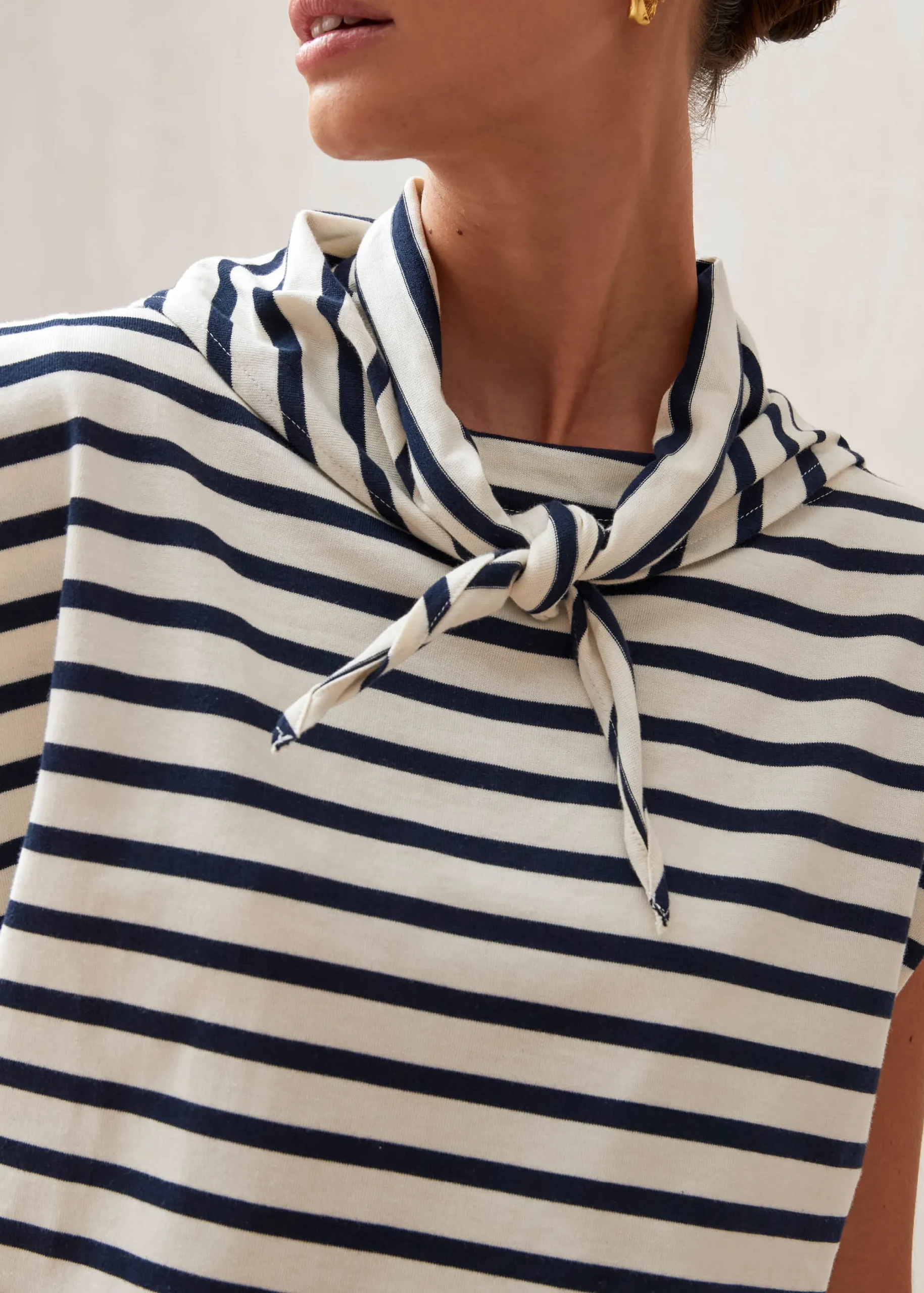 Laurent Camiseta A Rayas Azul Marino Y Crema