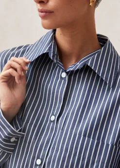 Lenaire Camisa De Rayas Azules Y Blancas