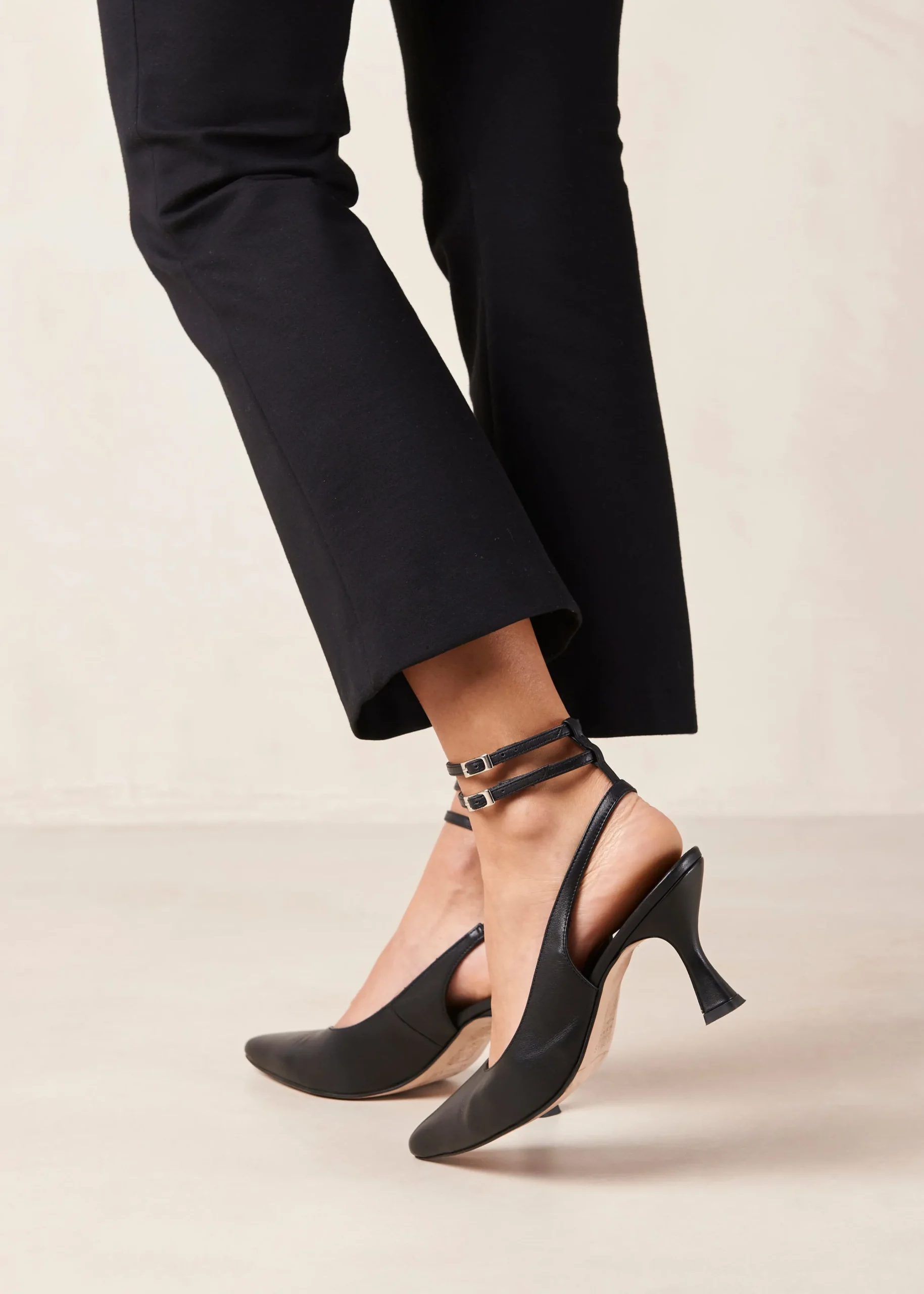 Louise - Tacones Negros De Piel
