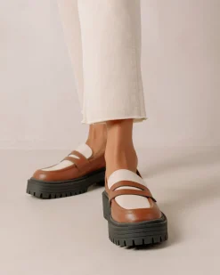 Mask - Mocasín Blanco Y Marrón De Piel Vegana