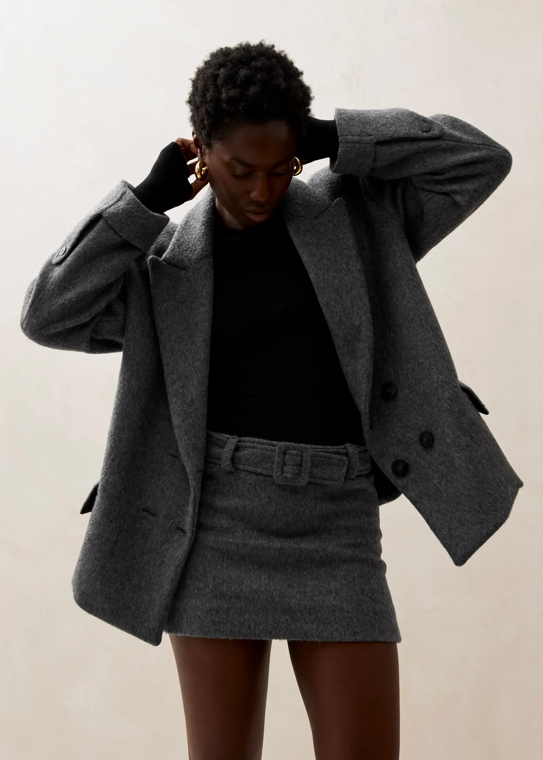 Mei - Chaqueta De Lana Gris
