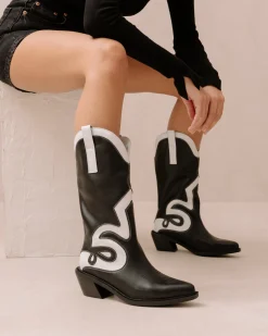 Mount Texas - Botas Blancas Y Negras De Piel