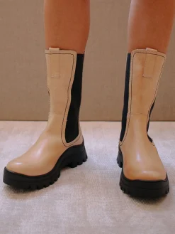 Pick Me Up - Botas Beige De Piel