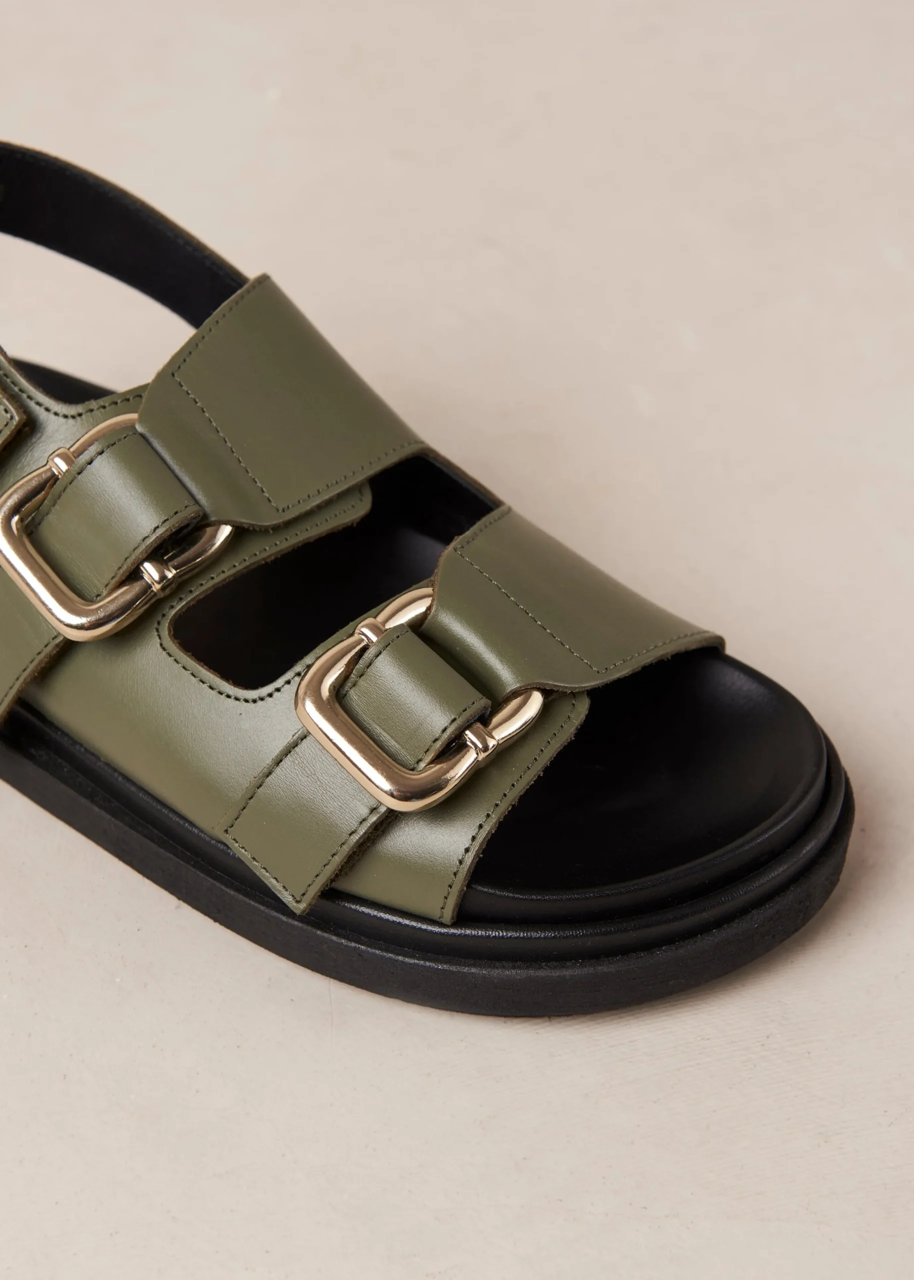 Rollers - Sandalias Negras De Cuero Vegano