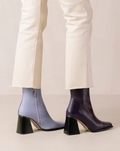 South Bicolor - Botas De Piel Violeta Y Beige