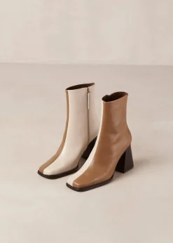 South Bicolor - Botas De Piel Marrón Y Beige
