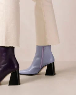 South Bicolor - Botas De Piel Violeta Y Beige