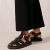 Straps Chain - Sandalias Negras De Piel