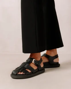 Straps Chain - Sandalias Negras De Piel