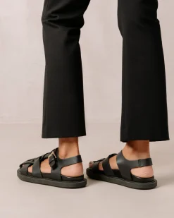 Straps Chain - Sandalias Negras De Piel