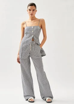 Suzette Pantalón De Rayas Azules Y Blancas