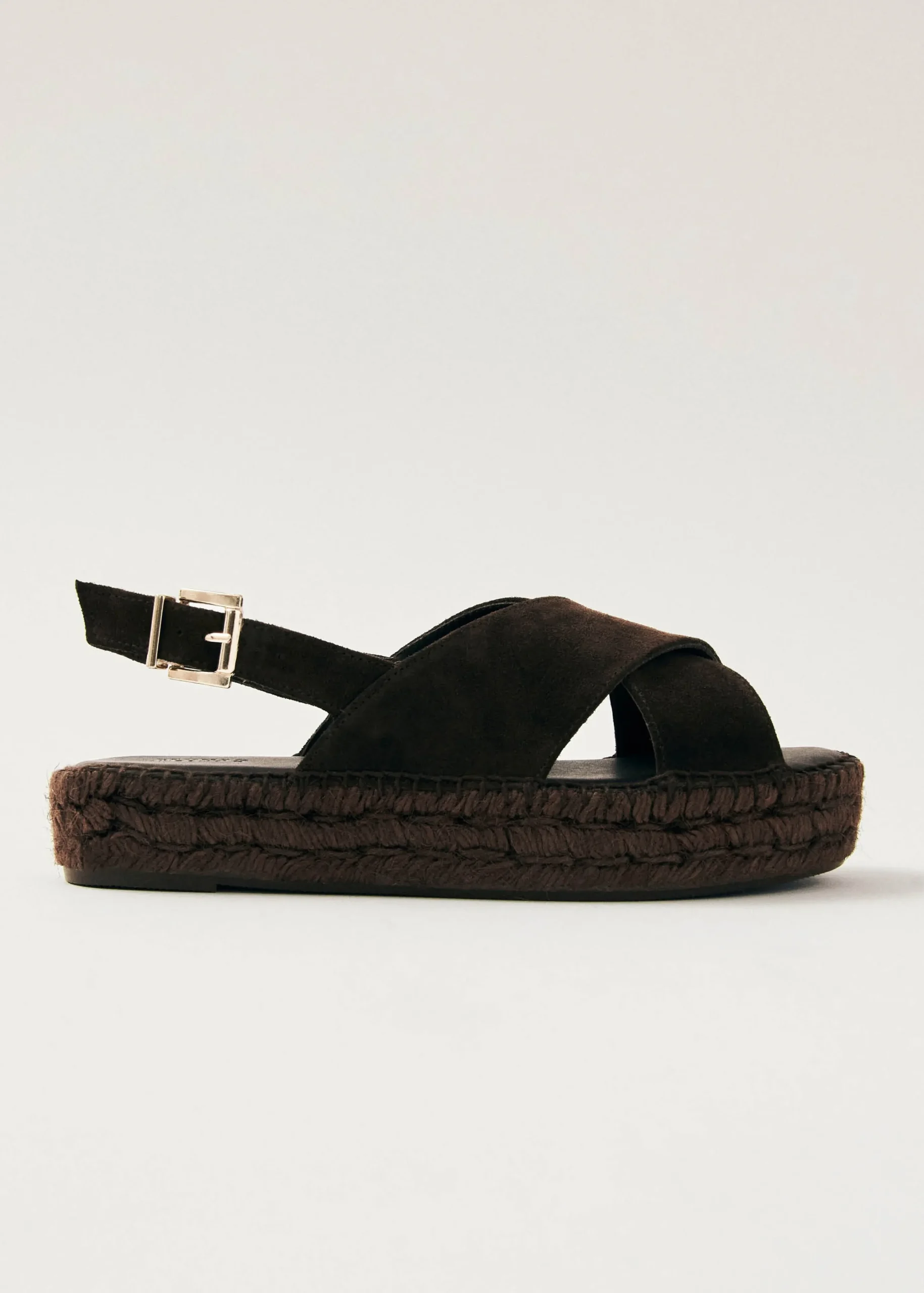 Zapatos De Cuero Marrón Con Esparteña Cruzada De Ante