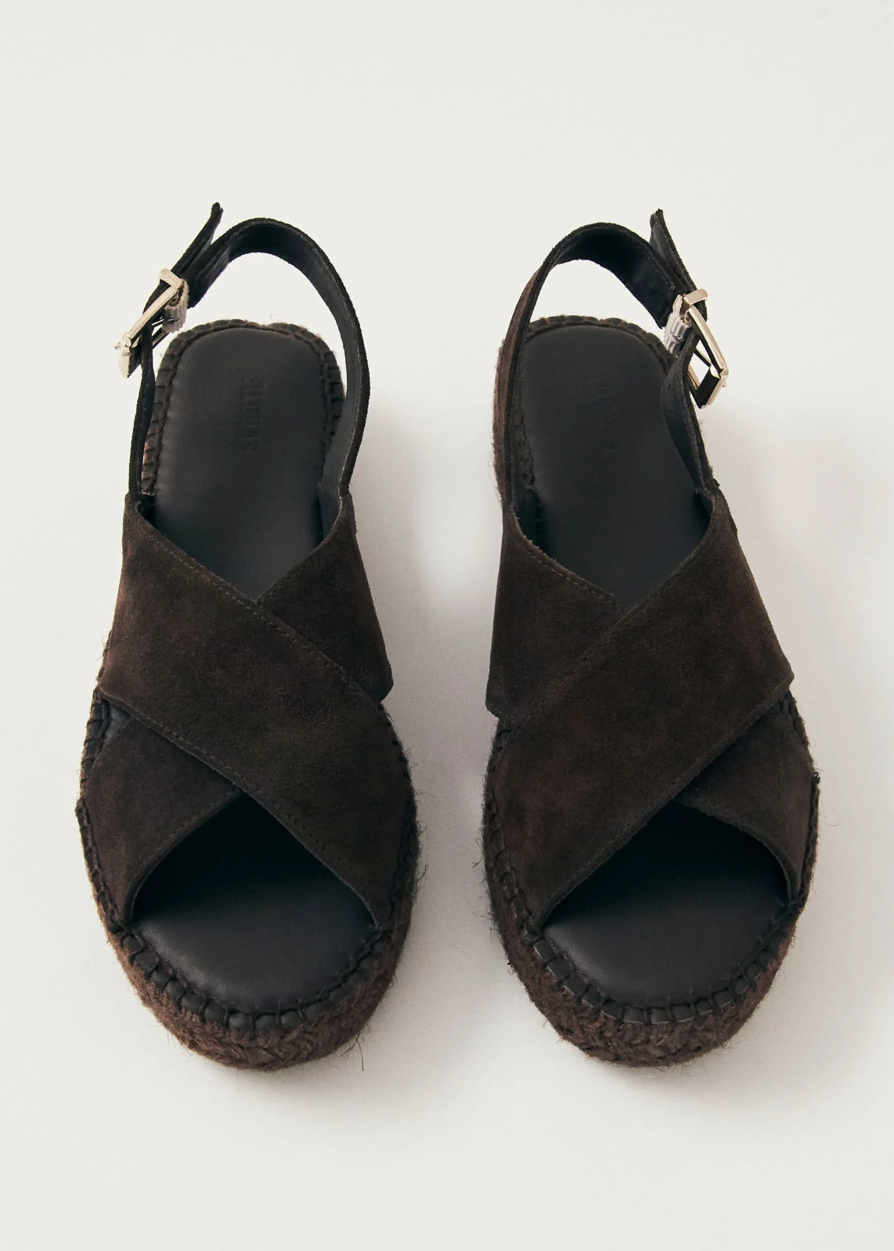 Zapatos De Cuero Marrón Con Esparteña Cruzada De Ante